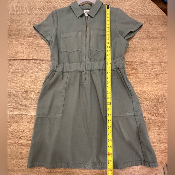 J. Crew Zip Front Chino Gray Green Pocket Utility Dress size 8 - Picture 11 of 16